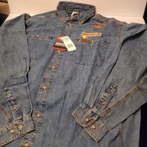 Wrangler Riggs Workwear Blue Denim Shirt 2X M NEW